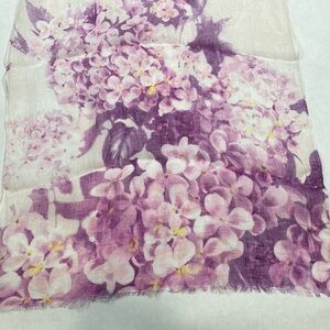 GLINT burlap scarf floral lilac hydrangea lavender